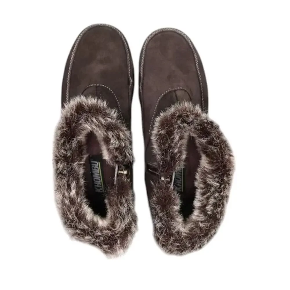 Khombu Shoes Womens 8.5 Booties Leather Faux Fur Winter Ankle Boot Gracie Brown